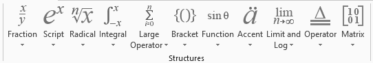 Structures dio alatne trake za unos jednadžbe